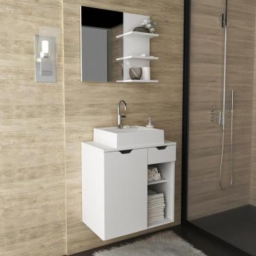 Imagem de Gabinete De Banheiro + Cuba 60cm Cr10095 Branco Branco