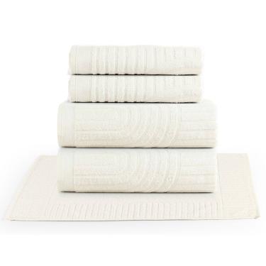 Imagem de Jogo de Banho Dunna Toalhas Macias 100% Algodão Fio Penteado 5 Peças Off White