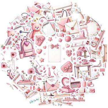 Imagem de 70 peças rosa pastel objetos vintage decoração de casa adesivos de recompensa de professores adesivos aconchegantes para laptop bagagem álbum de recortes adesivo diário notebook bagagem copo de