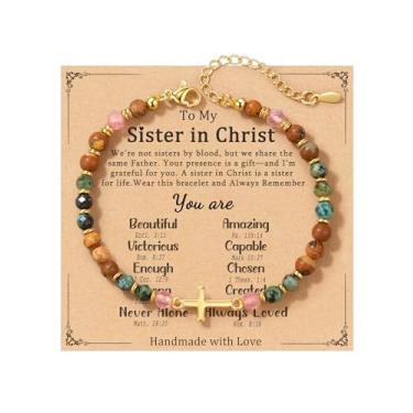 Imagem de Presente de melhor amiga para mulheres, pulseira de cruz cristã para mulheres, presentes de aniversário de batismo e páscoa para mulheres, pulseiras de amizade de melhor amiga, presentes de