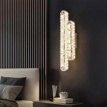 Imagem de Luminária de parede moderna e luxuosa em cristal com LED, ideal para sala de estar, quarto, cabeceira, casa de campo, hotel, escritório, escada e corredor (Estilo 27 B D12H46CM)