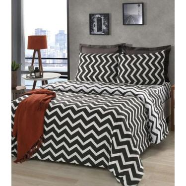 Imagem de Jogo de Cama Chevron Solteiro Lar E Lazer Preto, UN, Preto