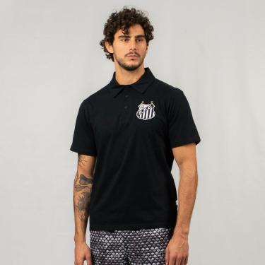 Imagem de Camiseta Polo Santos Tradicional Preta-Masculino