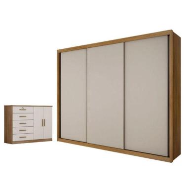 Imagem de Guarda Roupa Casal Palazzo E Cômoda Seul Cumaru 25 Fendi - Horizonte