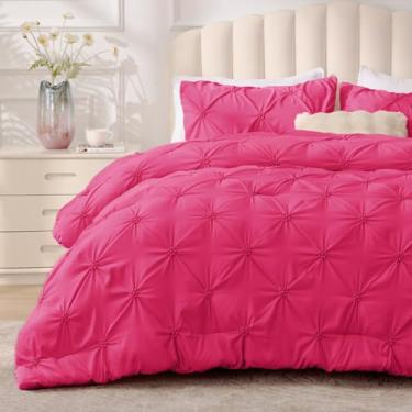 Imagem de BEDELITE Conjunto de edredom King Size rosa choque – Conjunto de 3 peças de edredom boêmio, leve, macio e quente, King com 2 fronhas para todas as estações