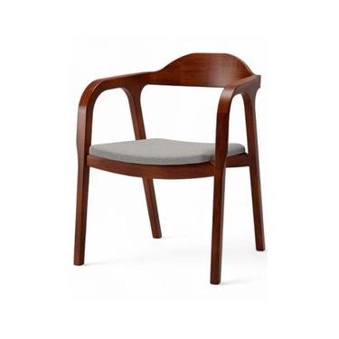 Imagem de Cadeira De Madeira Astom Assento Estofado 57 x 75 x 60 cm (L x A x P) - Cor Castanho Tecido Linho 87B