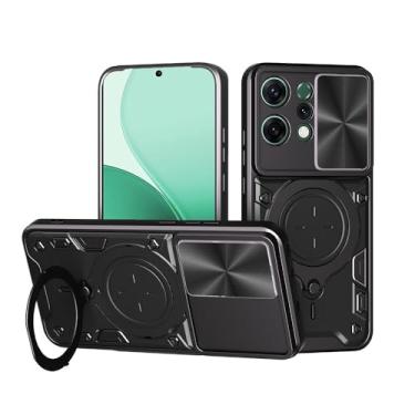 Imagem de CNPUTAO Compatível com Oppo Reno 14 5G, capa fina e macia com protetor de tela, amortecedor de TPU com suporte de anel de suporte, capa protetora, preta
