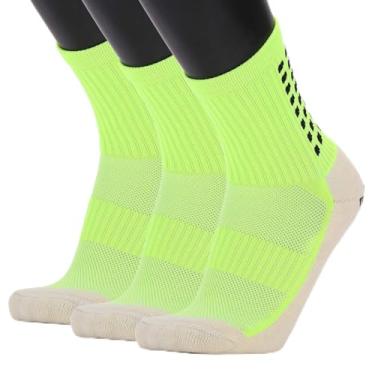 Imagem de Andoer Meias antiderrapantes masculinas de futebol Meias longas atléticas Meias absorventes esportivas para basquete, futebol, voleibol, corrida, trekking, caminhada, 1 par / 3, pares