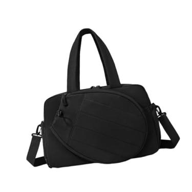 Imagem de KiBcsLic Bolsa para raquete de tênis feminina com compartimento para sapatos, alça de ombro e de mão, organizadora de viagem para academia, à prova d'água, Preto