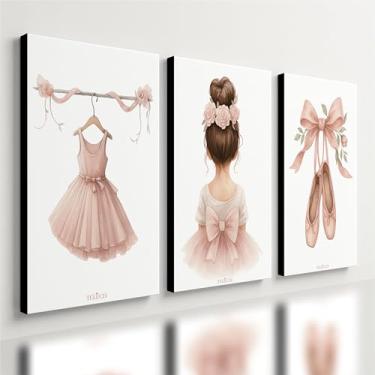Imagem de Kit 3 Quadro Decorativo Ballet Infantil Menina Quarto Moderno Qualidade Premium (40x28cm)