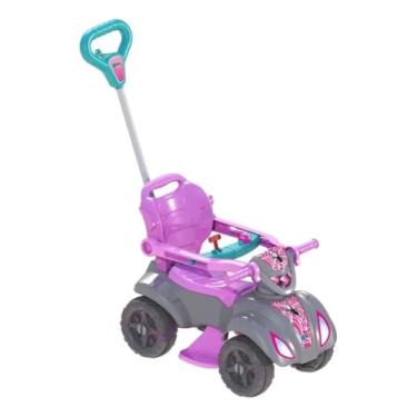 Imagem de CARRINHO DE PASSEIO INFANTIL QUADRICICLO ROSA COM EMPURRADOR SEGURANÇA E CONFORTO