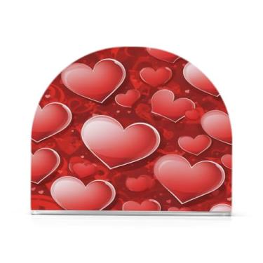 Imagem de Qilmy Porta-guardanapos de acrílico com corações de dia dos namorados, suporte de guardanapo de coquetel de plástico transparente para mesas de restaurante de cozinha, 2 peças