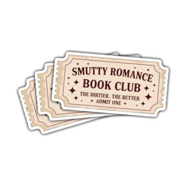 Imagem de 3 peças Smutty Romance Book Club Sticker The Dirtier The Better Ticket Admit One Gift for Smutty Romance Book Club Stickers Steamy Novels Lovers Decalque de carro para garrafa de laptop chapéu duro