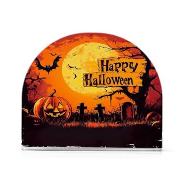Imagem de JUZIHAI Suporte de guardanapo de lua de Halloween para mesa dispensador de guardanapo de acrílico para mesa suporte de lenços independente para cozinha sala de jantar bar festa decoração de casa