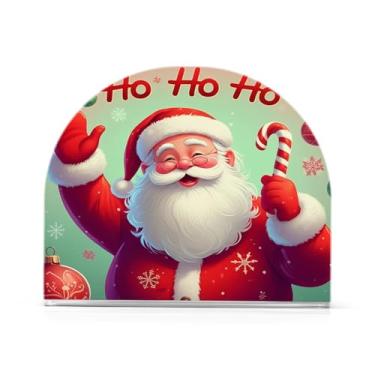 Imagem de JUZIHAI Porta-guardanapos de Natal alegre de Papai Noel para mesa, dispensador de guardanapo de acrílico, suporte de lenços independente de mesa para cozinha, jantar, bar, festa, decoração de casa