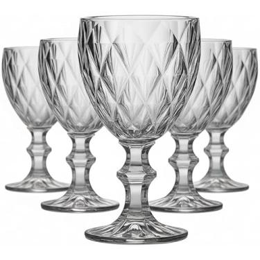 Imagem de Conjunto de Taças Diamond em Vidro 340ml – Elegância e Resistência para Vinho, Água, Sucos e Coquetéis