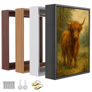 Imagem de B.B.F MAKE Moldura flutuante de tela, kit de molduras flutuantes com aparência de madeira para pinturas em tela de 3 cm de profundidade, disponível em 50 tamanhos e 4 cores para decoração de parede