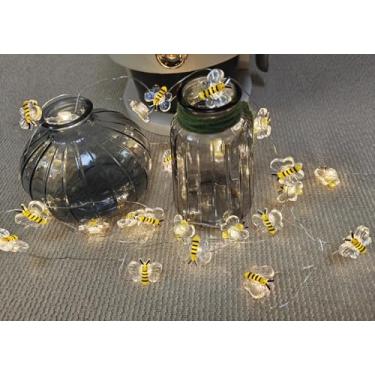 Imagem de Fantasee Luzes de corda de cobre Honeybee, 3 m, 30 LED, abelhas, luzes de fadas, operadas por bateria, para quarto, casa, interior, exterior, casamento, festa de aniversário (abelha)