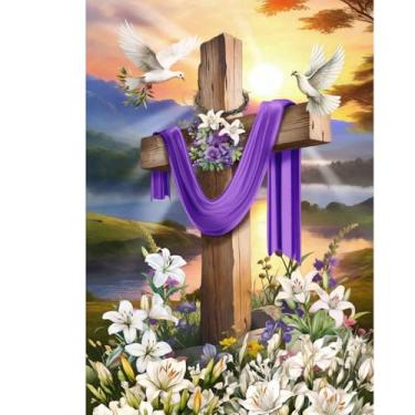 Imagem de Briarwood Lane Bandeira de casa cruzada, nascer do sol de Páscoa