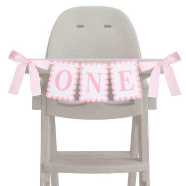 Imagem de YBEATY Faixa de cadeira alta com laço de feltro rosa para menina, Sweet Coquette Primeiro Aniversário 1ª Festa Decoração Foto Adereço Bolo Smash Cadeira Alta Guirlanda
