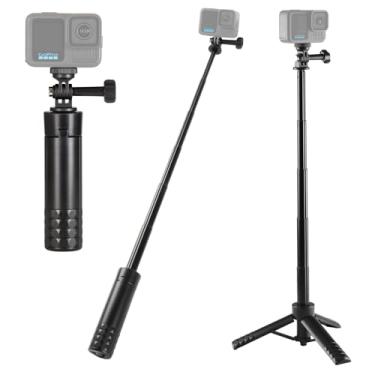 Imagem de HSU Bastão de selfie de alumínio com suporte de tripé – Aderência à prova d'água para GoPro Here 13 12 11 Insta360 AKASO DJI OSMO Acessórios de monopé estendido