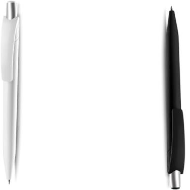 Imagem de Kit com Canetas Esferográficas Retráteis, Escrita Azul, Material Plástico, Ponta Média 0.7mm, para Escritório e Uso Escolar (Branco e Preto)