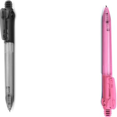 Imagem de Caneta Esferográfica Retrátil com Grip Antiderrapante, Escrita Azul, Plástico Translúcido, 10 Unidades, Design Executivo, Corpo Cilíndrico, para Escritório (Preto e Rosa)