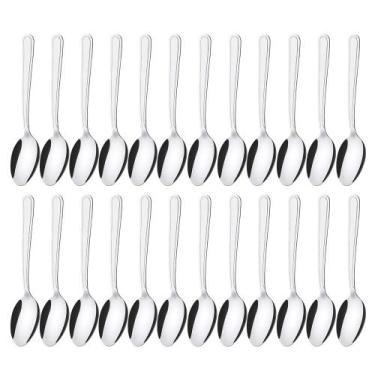 Imagem de Jogo 24 Colheres de Sobremesa Aço Inox Prata Em Casa Tem - EmCasaTem