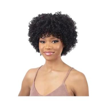 Imagem de Peruca Afro Kinky Curly Bob Com Franja, Cabelo Humano Brasileiro Para 