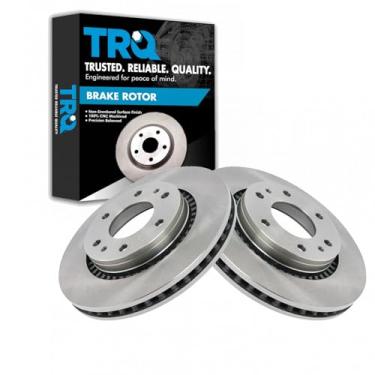 Imagem de TRQ Conjunto de par de rotores de freio a disco dianteiro para Saab 9-7X 2007-2009/2006-2008 Isuzu Ascender / 2006-2009 GMC Envoy/Buick Rainier 2006-2007 / Chevy Trailblazer 2006-2009
