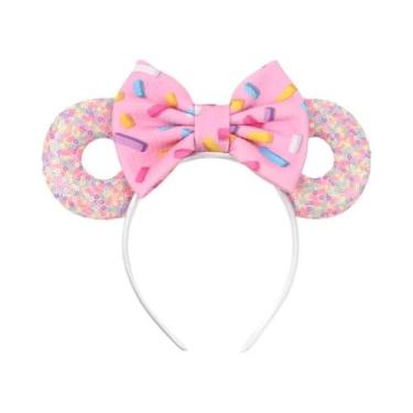 Imagem de Tiara De Natal Da Disney Para Meninas Com Orelhas De Rato, Laço De Lan