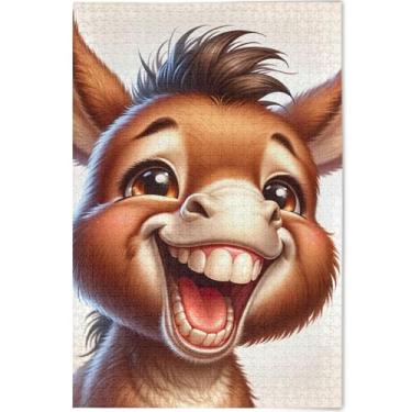 Imagem de Quebra-cabeças personalizados com estampa animal de burro fofo para adultos 500 peças de quebra-cabeça presentes tecnológicos arte prima arte floral animal, 52 cm x 37,8 cm