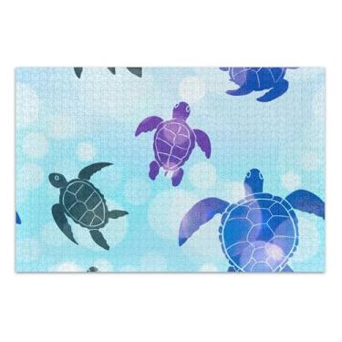 Imagem de Quebra-cabeça de 1000 peças, silhuetas de adultos, tartarugas marinhas, azul claro, elefante, branco, família difícil, decoração de casa, arte de decoração de casa, 75 x 40 cm