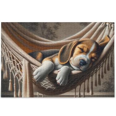 Imagem de Quebra-cabeça de cachorro beagle fofo personalizado 500 peças família adulto presentes elefante branco quebra-cabeças rígidos para adultos paisagem floral, 52 cm x 37,8 cm