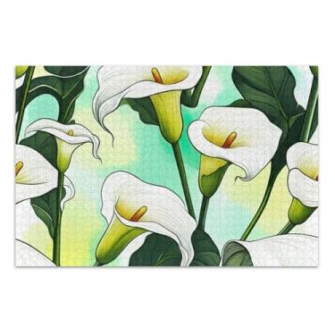 Imagem de Quebra-cabeça de 500 peças para adultos, amigos, família, jogos, presentes, flores, lírios brancos, natureza tropical, quebra-cabeça de desenho animado, 51 x 35 cm