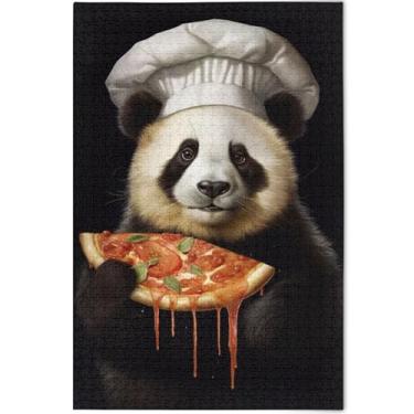Imagem de Quebra-cabeça engraçado Panda Chef 500 peças para adultos pintura de arte animal cena quebra-cabeças coloridos amigos família presentes de jogo, 52 x 37,8 cm