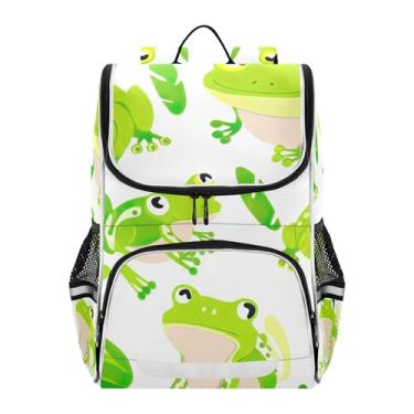Imagem de Joisal Kids Girls' Backpack Student Travel Back to School Bags Cute Cute Green Frogs Leafs Book Bag for Elementary School Backpacks for Boys Capacity 18L