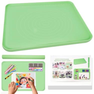 Imagem de Tapete de arte de silicone para artesanato, grande tapete de pintura de silicone de 61 x 40 cm e tapete de artesanato com bordas elevadas para artistas, fabricação de joias, massinha de brinquedo