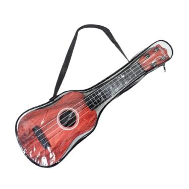 Imagem de oshhni Ukulele de brinquedo infantil de 42 cm, instrumento musical de faz de conta, guitarra de 4 cordas, brinquedo musical para meninas e crianças, Marrom