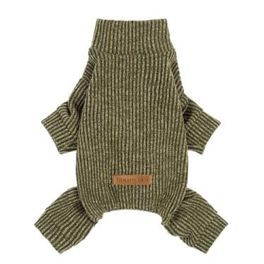 Imagem de Fitwarm Pijama de cachorro com gola falsa, roupas quentes de inverno para cães pequenos, meninos e meninas, roupas para animais de estimação, verde-oliva, pequeno