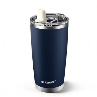 Imagem de Copo isolado de 590 ml - Tampa flip totalmente removível, 100% lavável e à prova de vazamento, aço inoxidável de parede dupla | Livre de BPA, lavável na lava-louças, suporte de copo compatível (sem