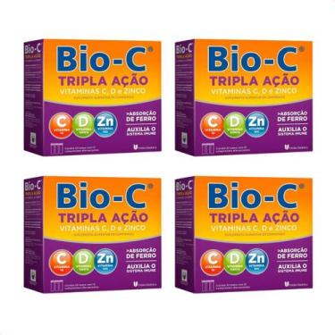 Imagem de Kit com 4 Vitamina C D Zinco Bio-C Tripla Ação 30 Comp Eferv - Uniao Q