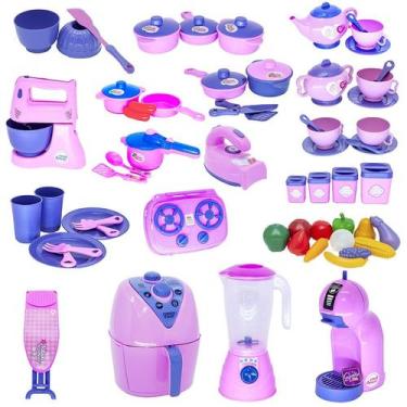 Imagem de Super kit Cozinha Infantil Eletro Comida Casinha Panela 63pç - CLICKCO