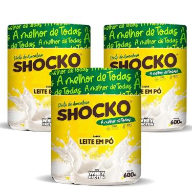 Imagem de Kit 3 Pasta de Amendoim com Whey Protein Shocko 600g-Unissex