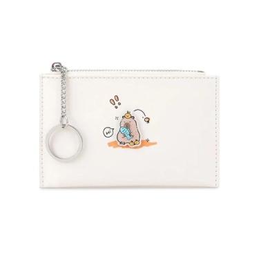 Imagem de Carteiras femininas brancas fofas de poliuretano pequenas e minimalistas com bloqueio de RFID com zíper com moeda de grande capacidade para cartão de crédito fino