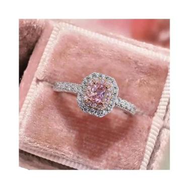 Imagem de Anel De Moda Em Prata Esterlina 925 Com Zircônia Rosa, Joia De Luxo Pa