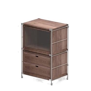 Imagem de Armário lateral de revista de aço inoxidável, prateleira de armário de TV para quarto e sala de estar (cor: gaveta de 83 x 38 x 35 cm) (conjunto de 60 x 40 x 86 cm)