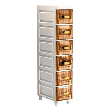 Imagem de LNGCLTEZ Armário de armazenamento skinny, pequeno armário de armazenamento de papel higiênico, gavetas para cozinha, canto de banheiro e espaço pequeno, 6 camadas, cinza