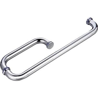 Imagem de BAZAC Maçaneta de porta de vidro de chuveiro para banheiro, acabamento de aço inoxidável totalmente polido puxador de porta de vidro - puxador de substituição - 300 mm + 450 mm