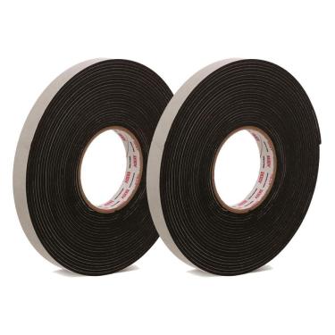 Imagem de Kit 2 Fita Adesiva De Espuma P Vedação Preta 19Mm X 5M Adere
